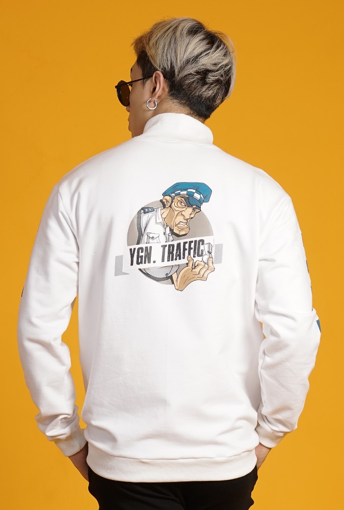 YGN TRAFFIC POLICE  ZIP HOODIE BOY (White )